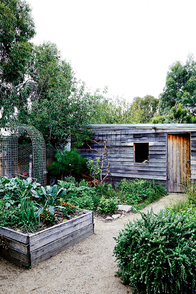En el jardín trasero  han diseñado un huerto que cambia según la estación.