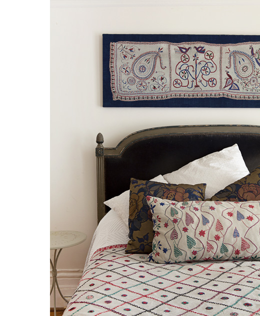 Tejidos en el dormitorio principal.